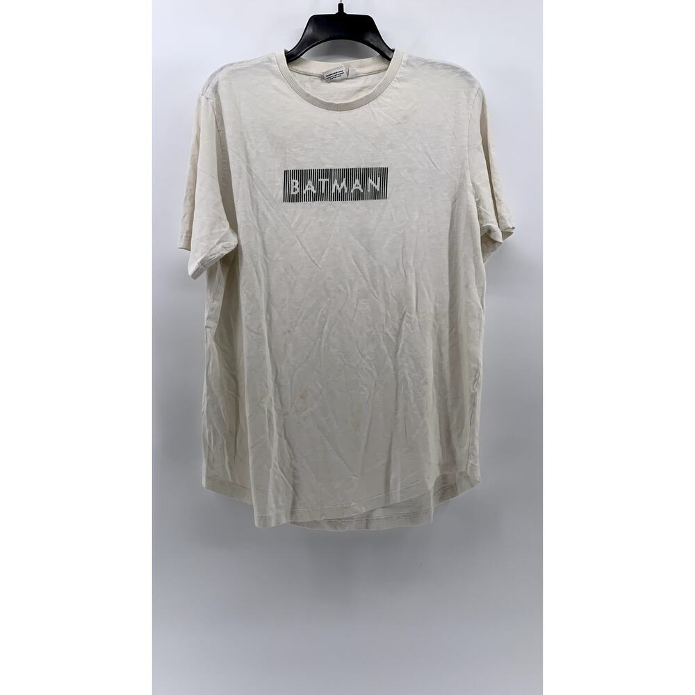 UNBRANDED Men's White Batman Logo Crewneck Short Sleeve T-Shirt SZ L
